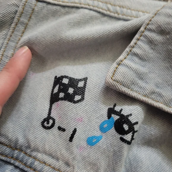 BROOKLYN CLOTH SIZE S BLUE DENIM JEAN JACKET GRAFFITI NEW YORK ALIEN ROSE - Picture 10 of 16